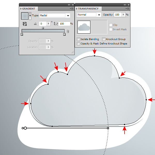 AI绘制玻璃质感云图标 软件云 AI实例教程 glass cloud 23