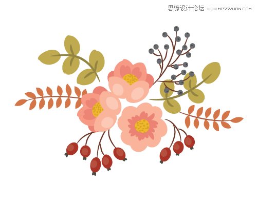 Illustrator绘制复古典雅风格的花朵花藤,PS教程,思缘教程网