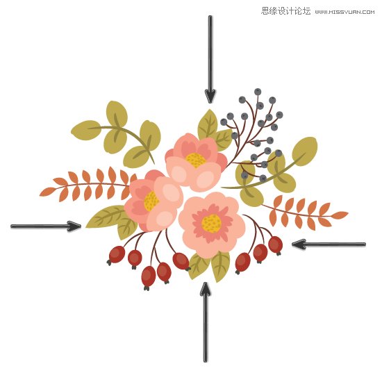 Illustrator绘制复古典雅风格的花朵花藤,PS教程,思缘教程网