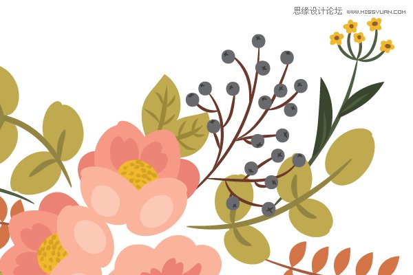 Illustrator绘制复古典雅风格的花朵花藤,PS教程,思缘教程网