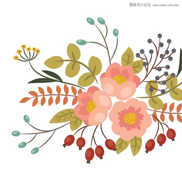 Illustrator绘制复古典雅风格的花朵花藤,PS教程,思缘教程网