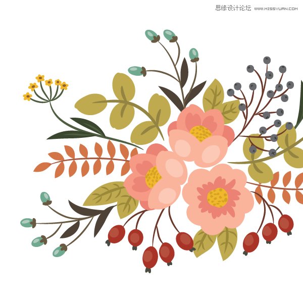 Illustrator绘制复古典雅风格的花朵花藤,PS教程,思缘教程网