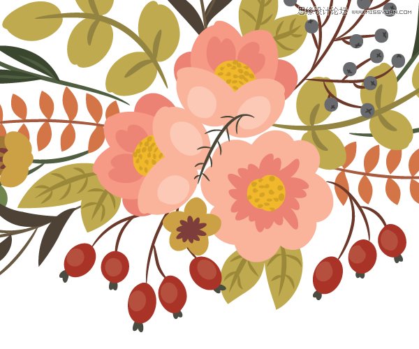 Illustrator绘制复古典雅风格的花朵花藤,PS教程,思缘教程网