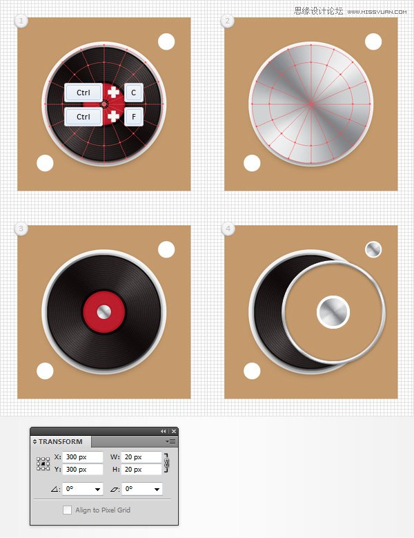 Illustrator创建立体风格的黑胶唱机图标,破洛洛