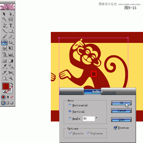 Illustrator设计红色风格的猴年贺卡教程(3),破洛洛
