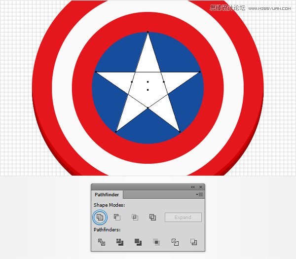 Illustrator绘制逼真的美国队长盾牌图标,