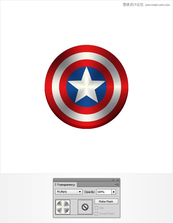 Illustrator绘制逼真的美国队长盾牌图标,