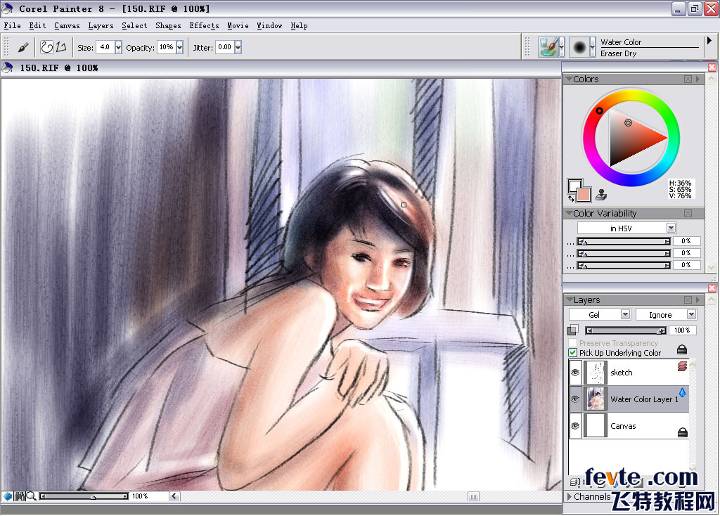 painter water color（水彩）绘制朦胧女孩 软件云 painter教程