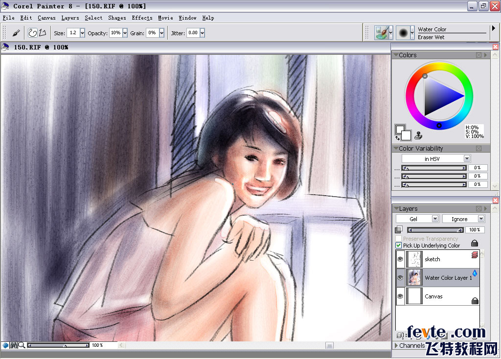 painter water color（水彩）绘制朦胧女孩 软件云 painter教程