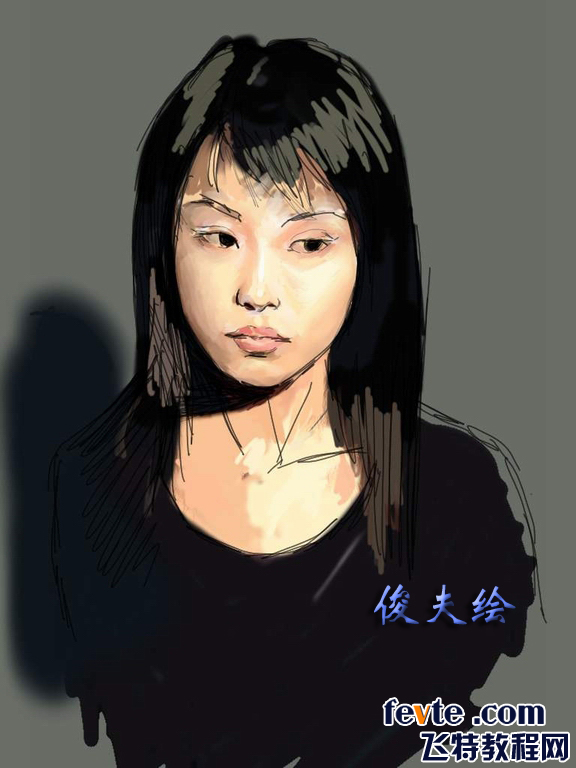 女孩肖像写生 软件云 painter教程