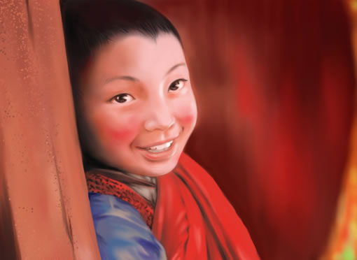 painter绘制可爱的藏族小男孩头部教程