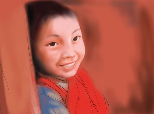 painter绘制可爱的藏族小男孩 软件云 painter教程