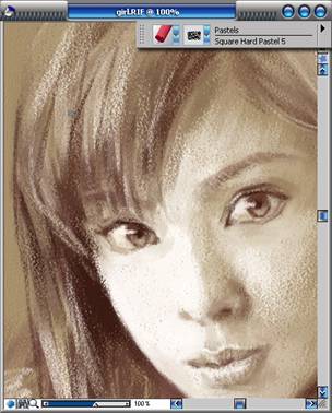 Painter手绘教程：Painter8+Intuos2绘制色调柔和的粉笔素描