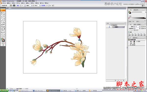 Illustrator绘制矢量风格的中国花鸟画,软件云