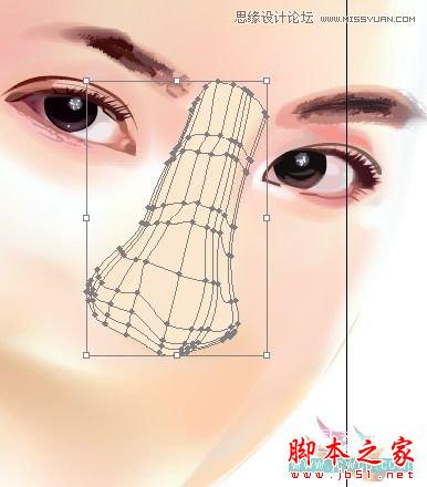 Illustrator网格工具绘制写实美女教程,软件云