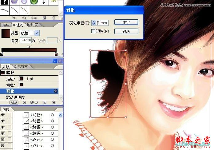 Illustrator网格工具绘制写实美女教程,软件云