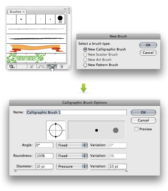 Calligraphic Brush Options