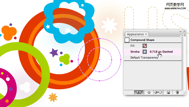 Editing the appearance of an object via the Appearance palette
