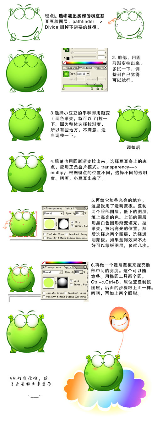 Illustrator绘矢量卡通绿豆蛙形象_软件云jb51.net整理