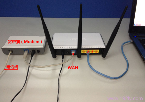 宽带是电话线接入时，TOTOLINK路由器正确连接方式