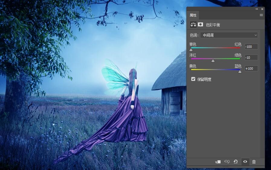 Photoshop合成蓝色梦幻童话王国场景图片