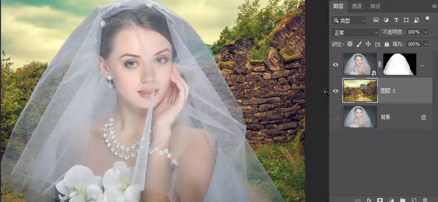 PS抠图教程:透明婚纱人像照片抠图技巧