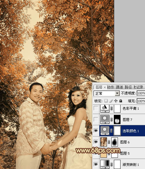 古典褐色树林背景照片调色的PS教程