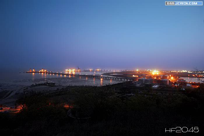海港夜景照片美化提亮的PS教程