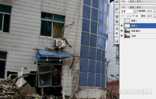 PS复原地震城市废墟的重建效果图