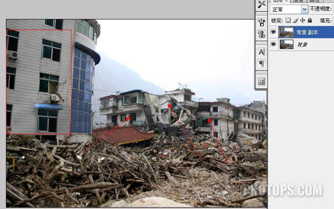 PS复原地震城市废墟的重建效果图
