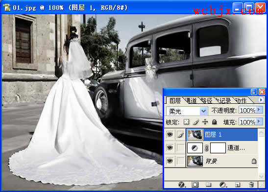 制作黑白复古婚纱照片的PS教程