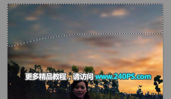 用PS给外景女孩照片添加唯美夕阳效果