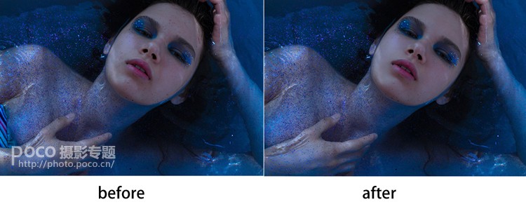 调出唯美蓝色水中模特照片的PS教程