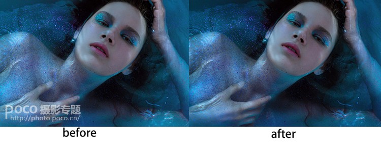 调出唯美蓝色水中模特照片的PS教程