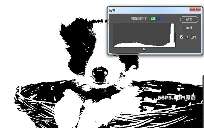 PS制作黑白纹理版画效果的小狗图片