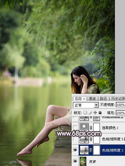 用PS调出紫褐色的唯美湖景美女图片