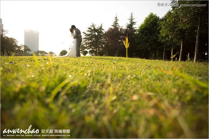 PS制作绿色草地上的大气外景婚纱照片