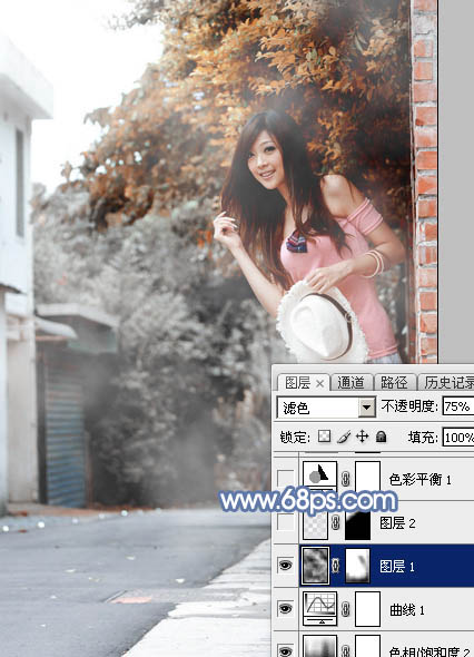 街道外拍女生照片背景美化处理的PS教程