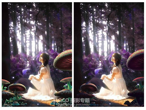PS打造梦幻紫色树林中的女生图片