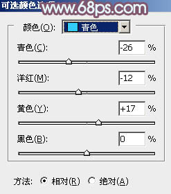 用PS把户外人物照片背景调成青褐色