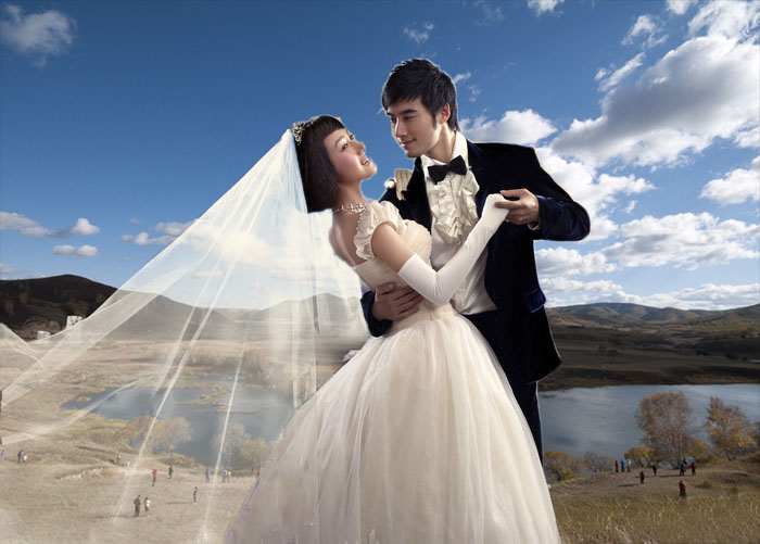 用PS通道抠取透明婚纱照片的教程