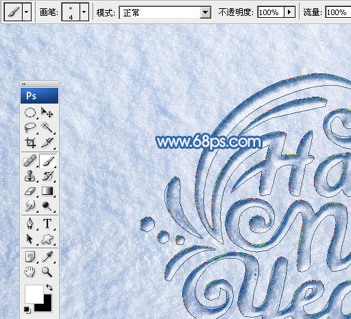 用PS制作雪地划痕样式的艺术文字图片