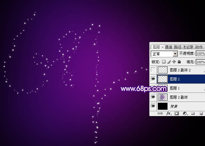 制作漂亮紫色星光文字图片的PS教程