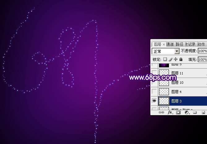 制作漂亮紫色星光文字图片的PS教程