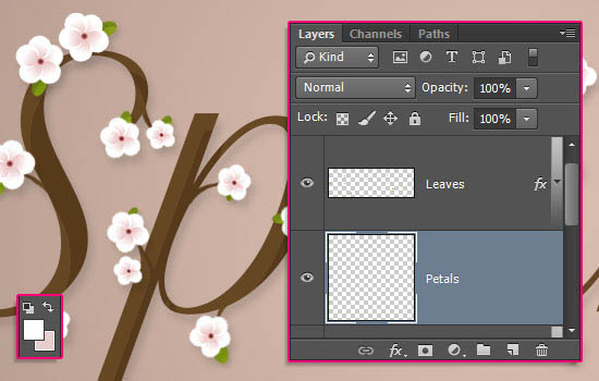 用PS制作纤细可爱的树枝花朵文字图片