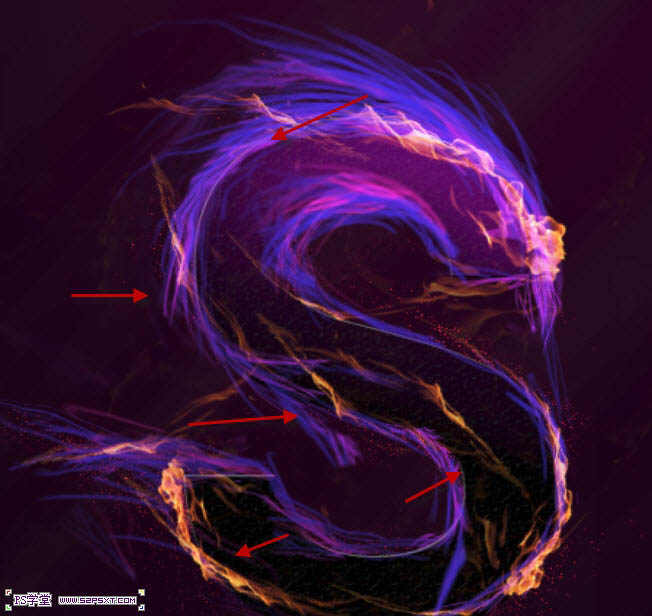 用PS制作梦幻紫色火焰文字图案