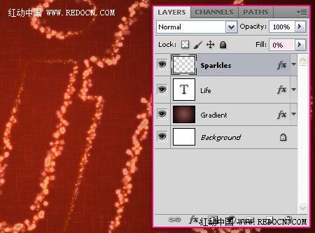 PS画笔和描边路径工具制作漂亮火花文字