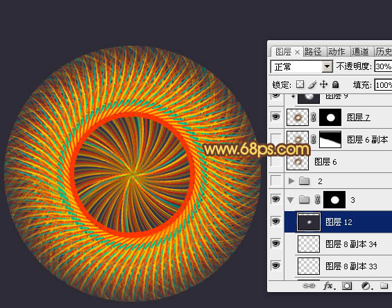 PS制作立体抽象的圆形光束编织图案