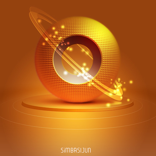 PS制作透明光环缠绕的金色立体球体图标