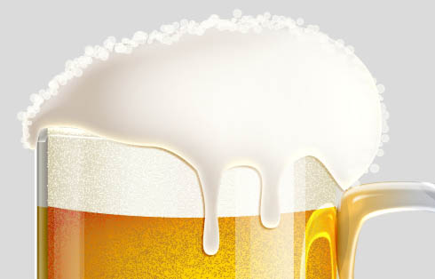Photoshop制作装满啤酒的玻璃酒杯图片